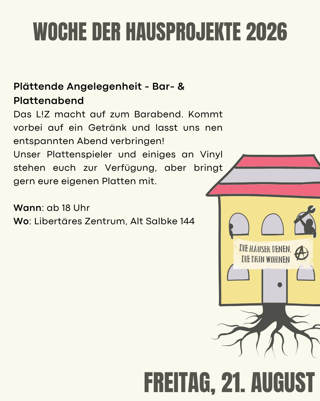 Plättende Angelegenheit - Bar- & Plattenabend in der Woche der Hausprojekte